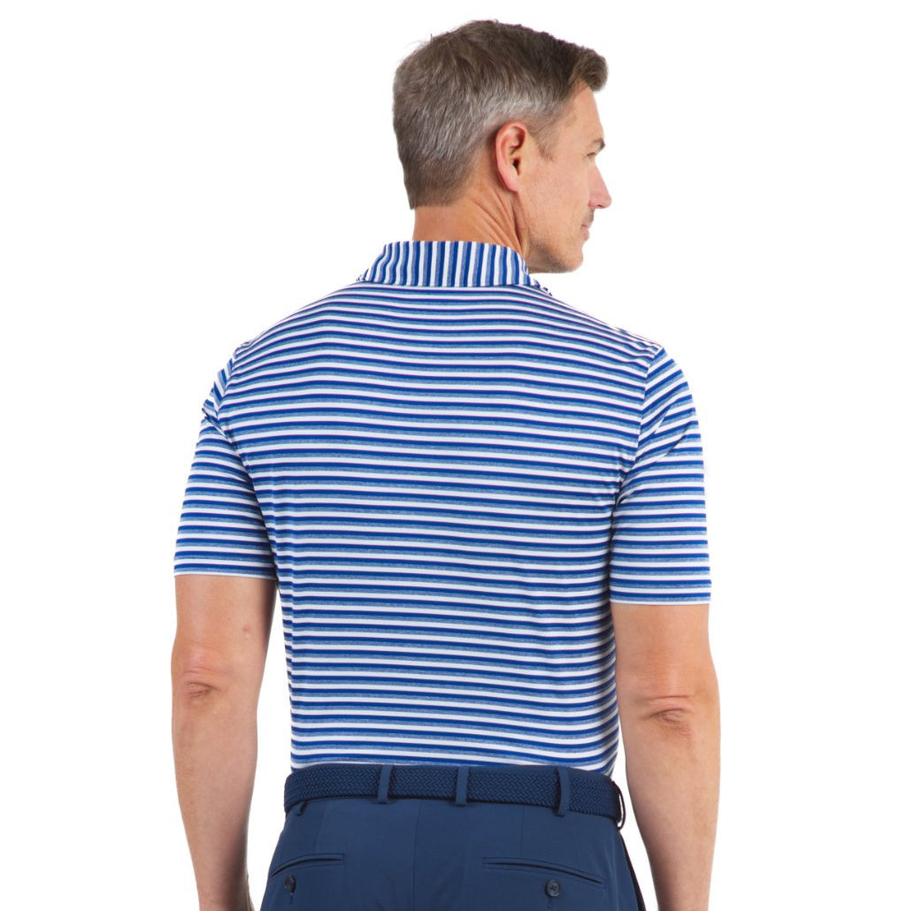 IBKUL Mens Polo Melange Stripe Ink