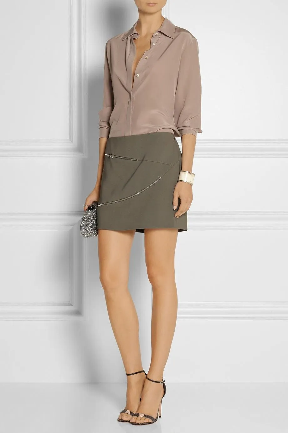 JAY AHR ZIP DETAILED CREPE MINI SKIRT FR 34 UK 8