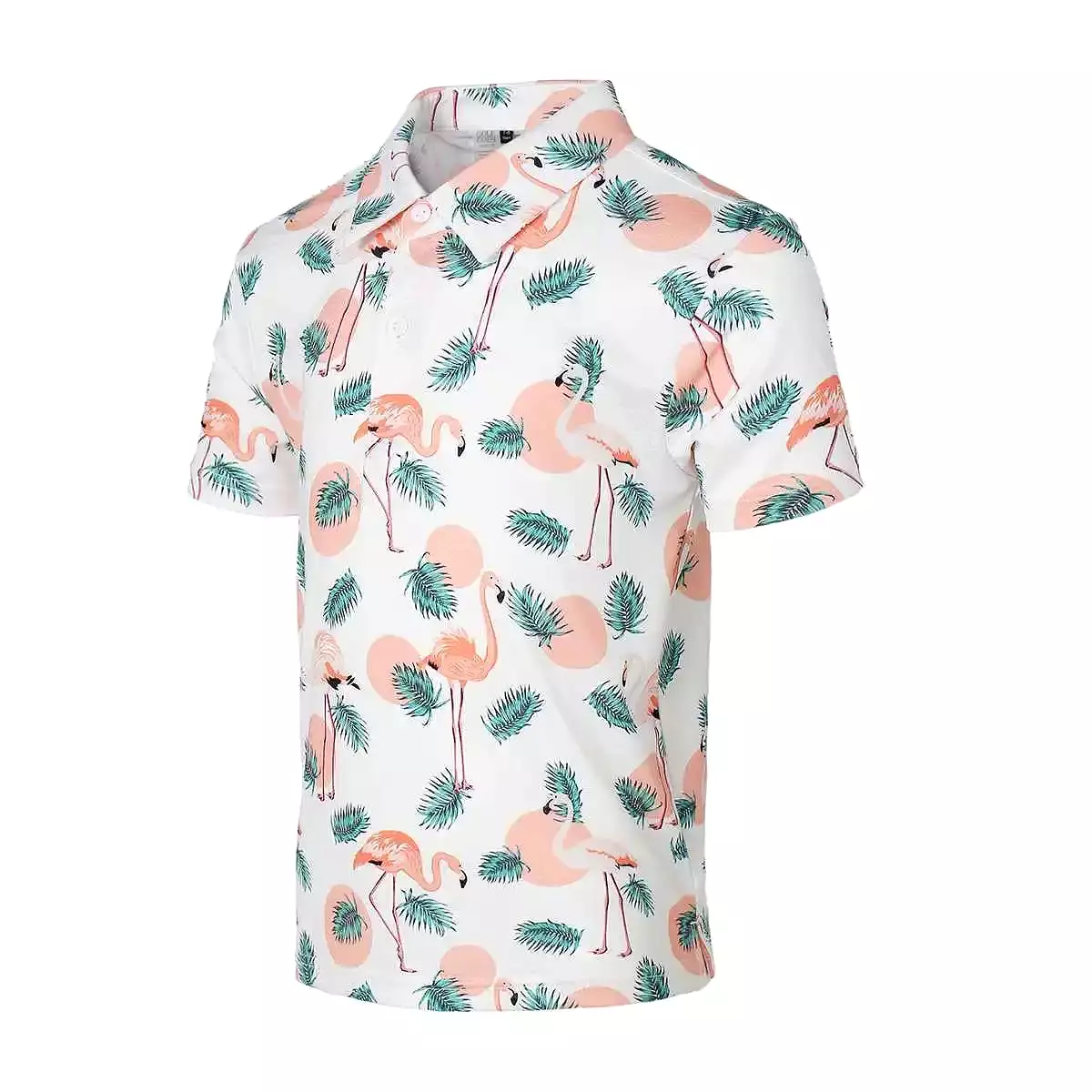 KIDS Peach Flamingo Cool Tech Performance Golf Polo