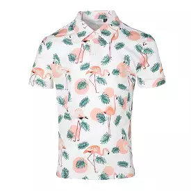 KIDS Peach Flamingo Cool Tech Performance Golf Polo