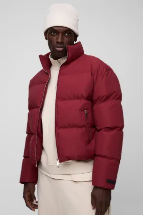 Man Boxy Fit Funnel Neck Puffer Coat In Red