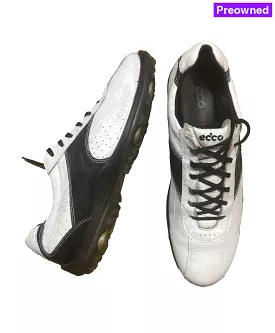 Men’s Ecco Hydomax Cleated Golf Shoe • White/Black Leather • Size 45