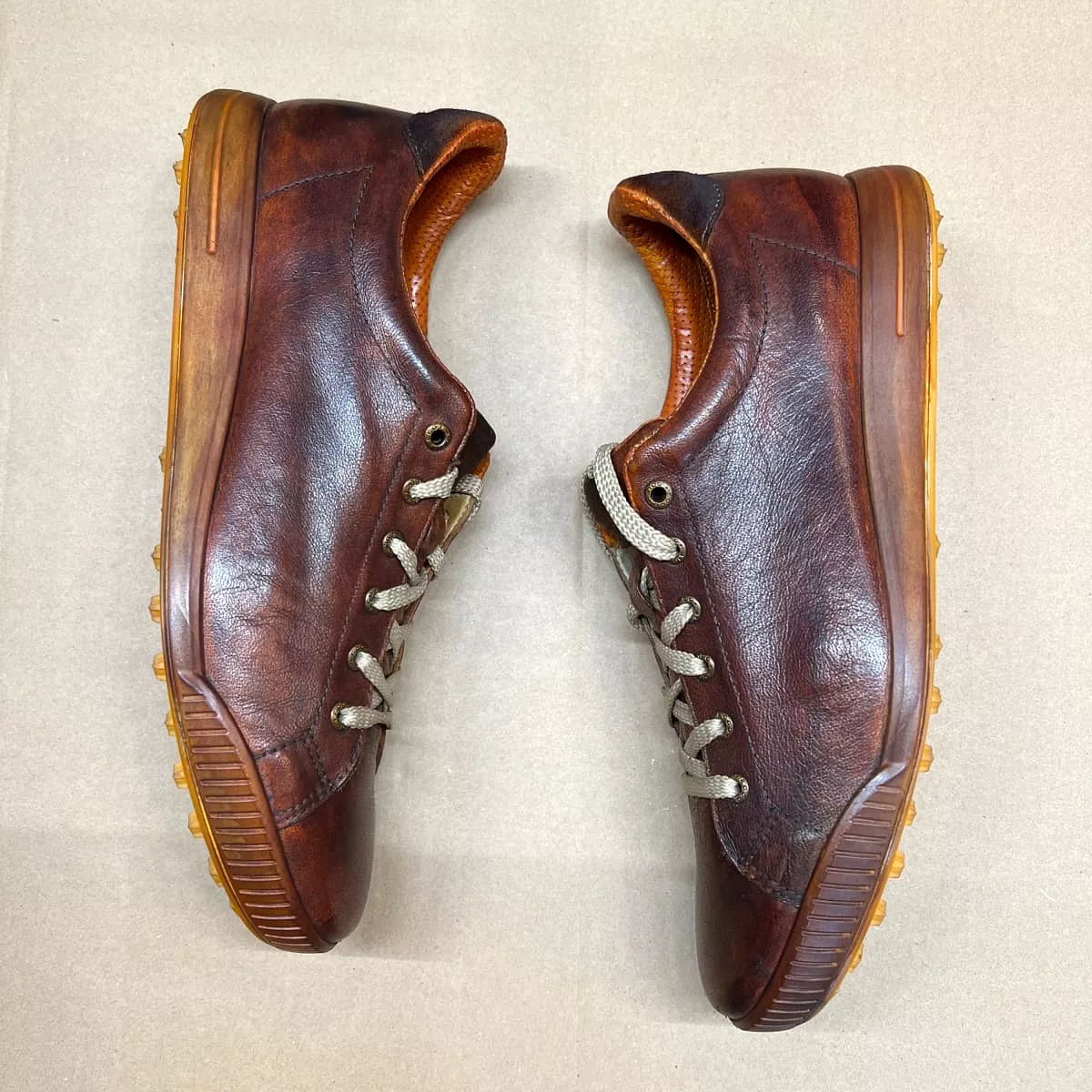 Men’s Ecco Street Premier Cleat-less Golf Shoe • Mahogany  Leather • Size 46