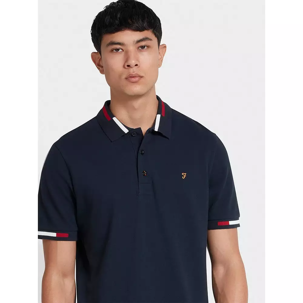 Mens Farah Pique Tipping Polo Shirt 'Maxwell' Regular Fit