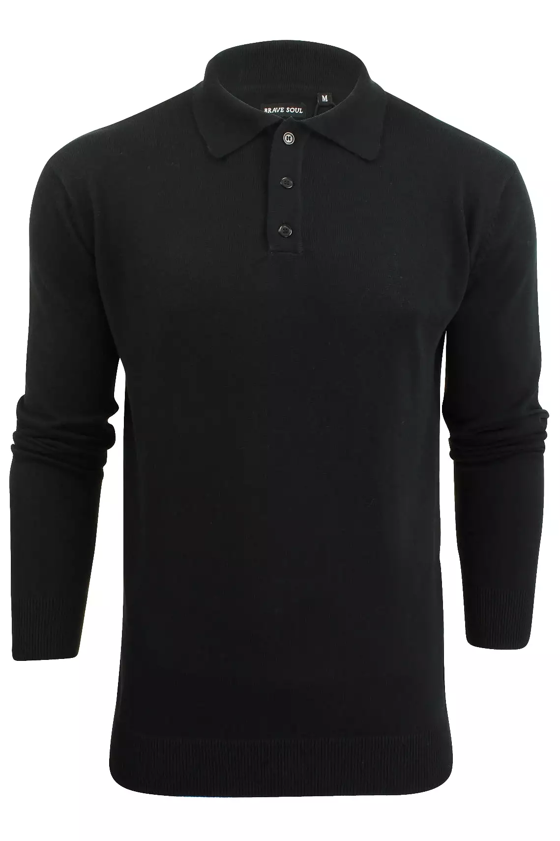 Mens Knitted Polo Shirt by Brave Soul Long Sleeved