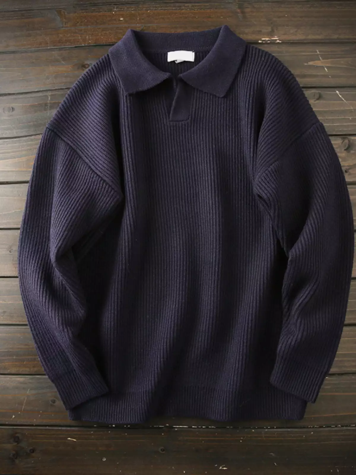 Mens Long Sleeve Sweater PoLo Collar 15% cashmere + 85% cotton knitted sweater trendy