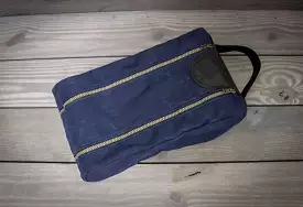 Navy and Black Leather Golf Shoe Bag