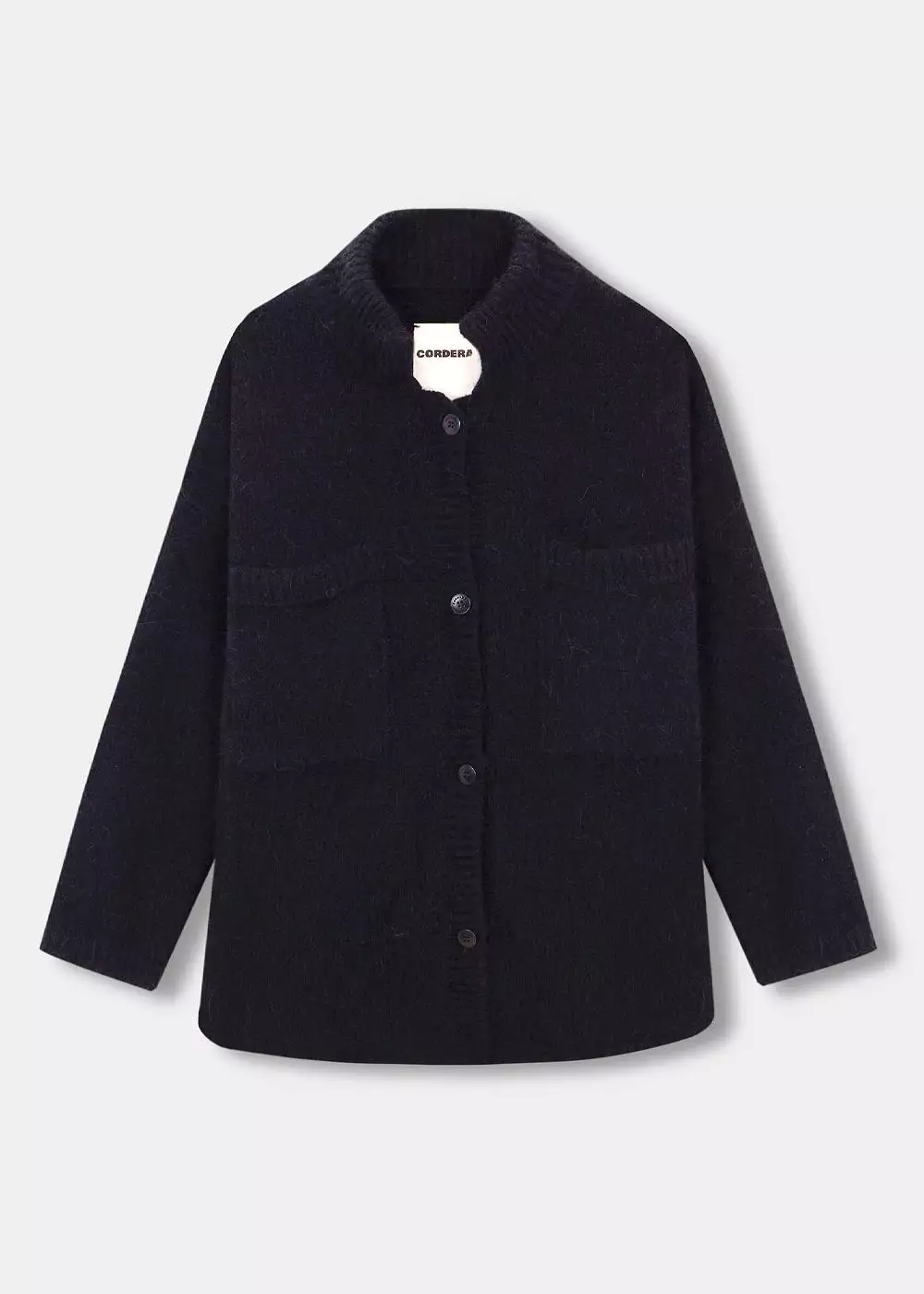 Navy Baby Alpaca Polo Jacket