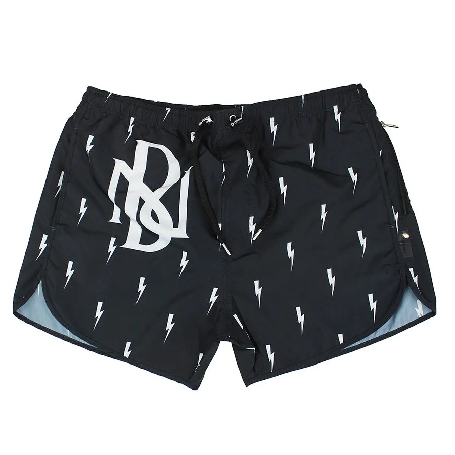 Neil Barrett - Lightning NB Swim Shorts in Black