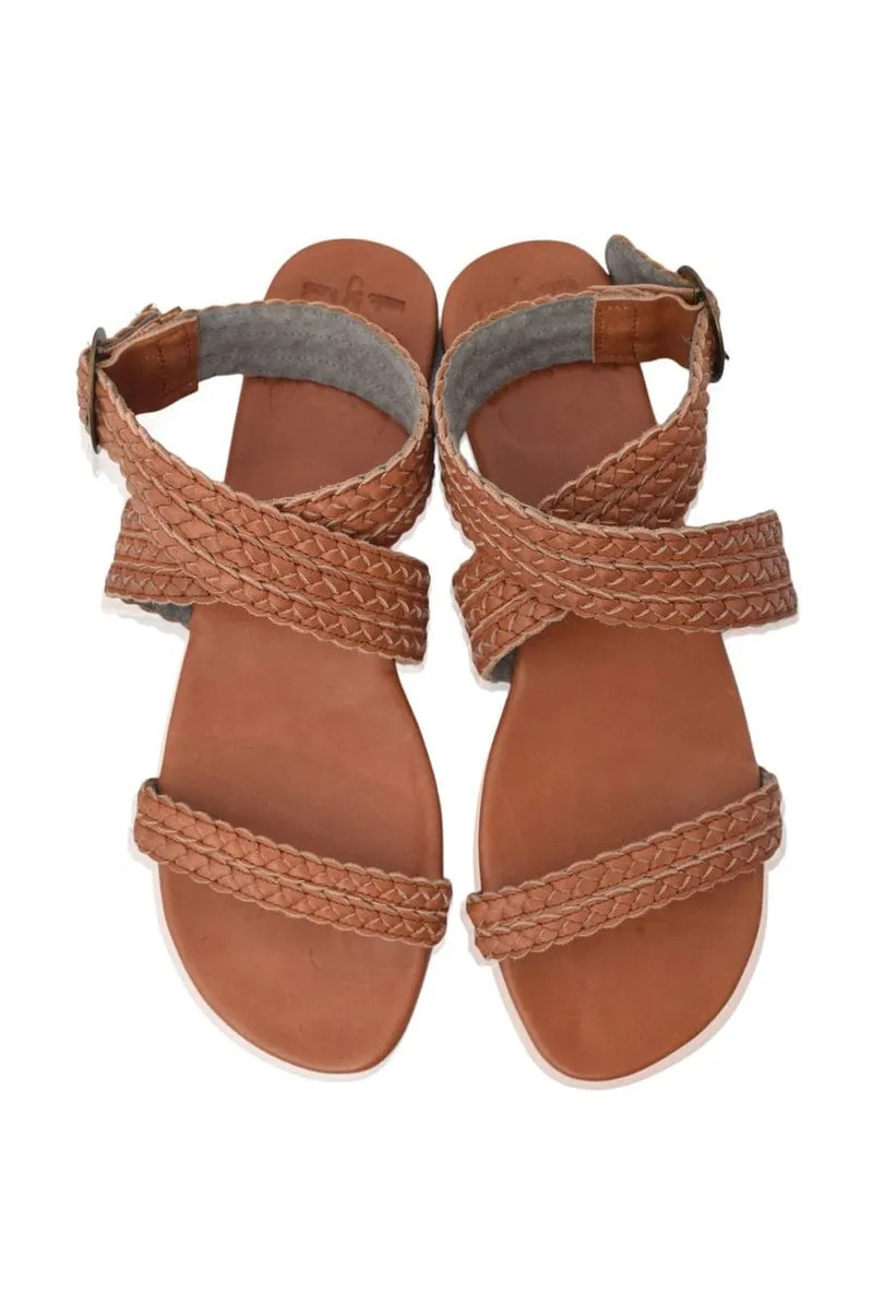 Orra Greek Leather Sandals in Dark Brown