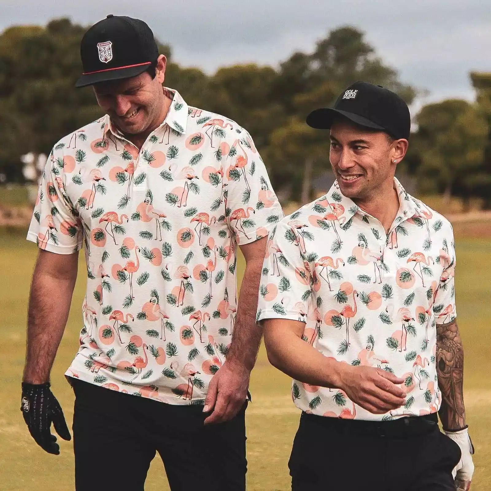 Peachy Flamingo Cool Tech Performance Golf Polo