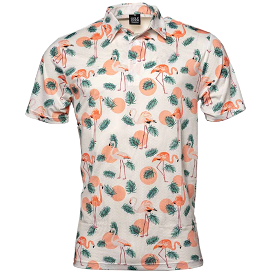 Peachy Flamingo Cool Tech Performance Golf Polo