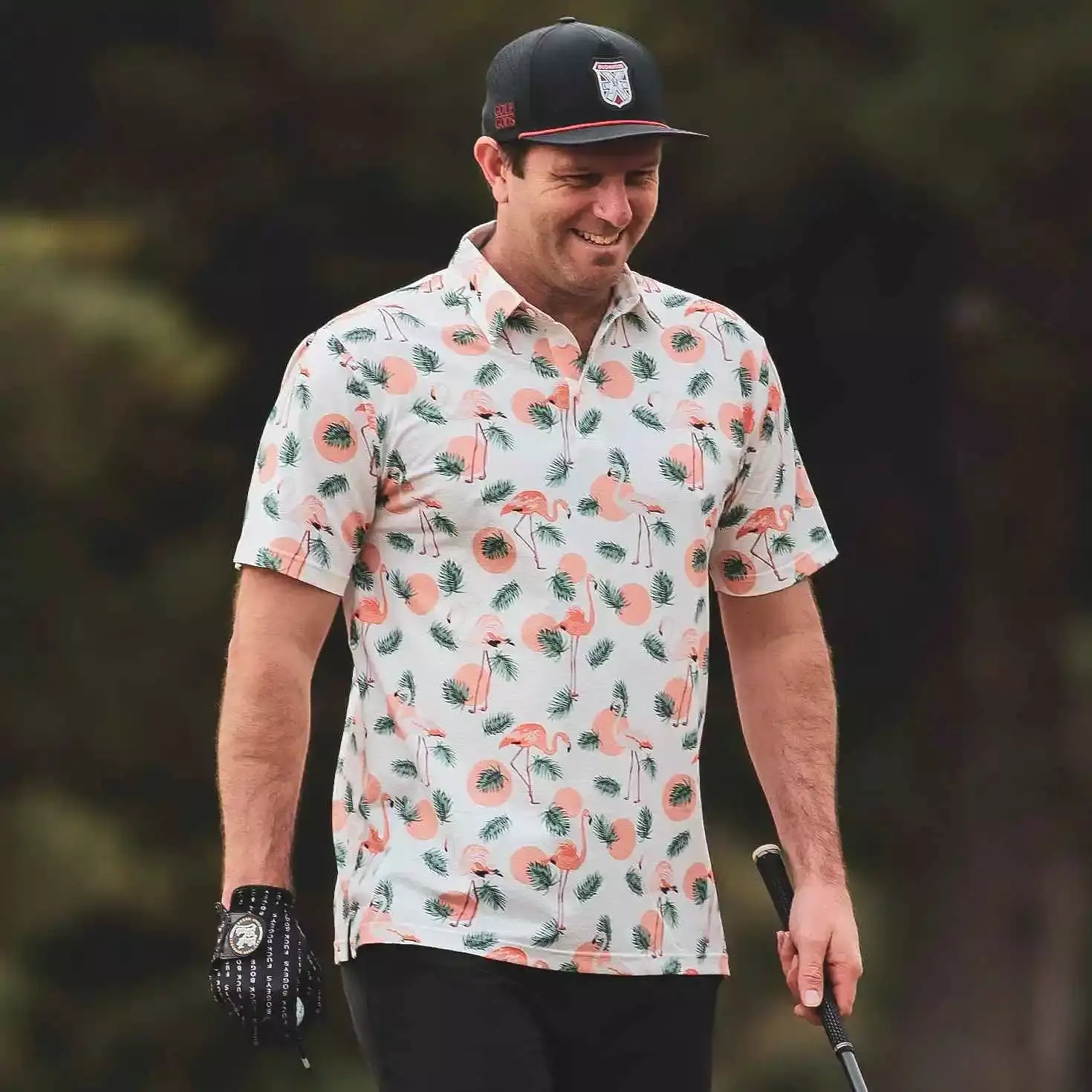 Peachy Flamingo Cool Tech Performance Golf Polo