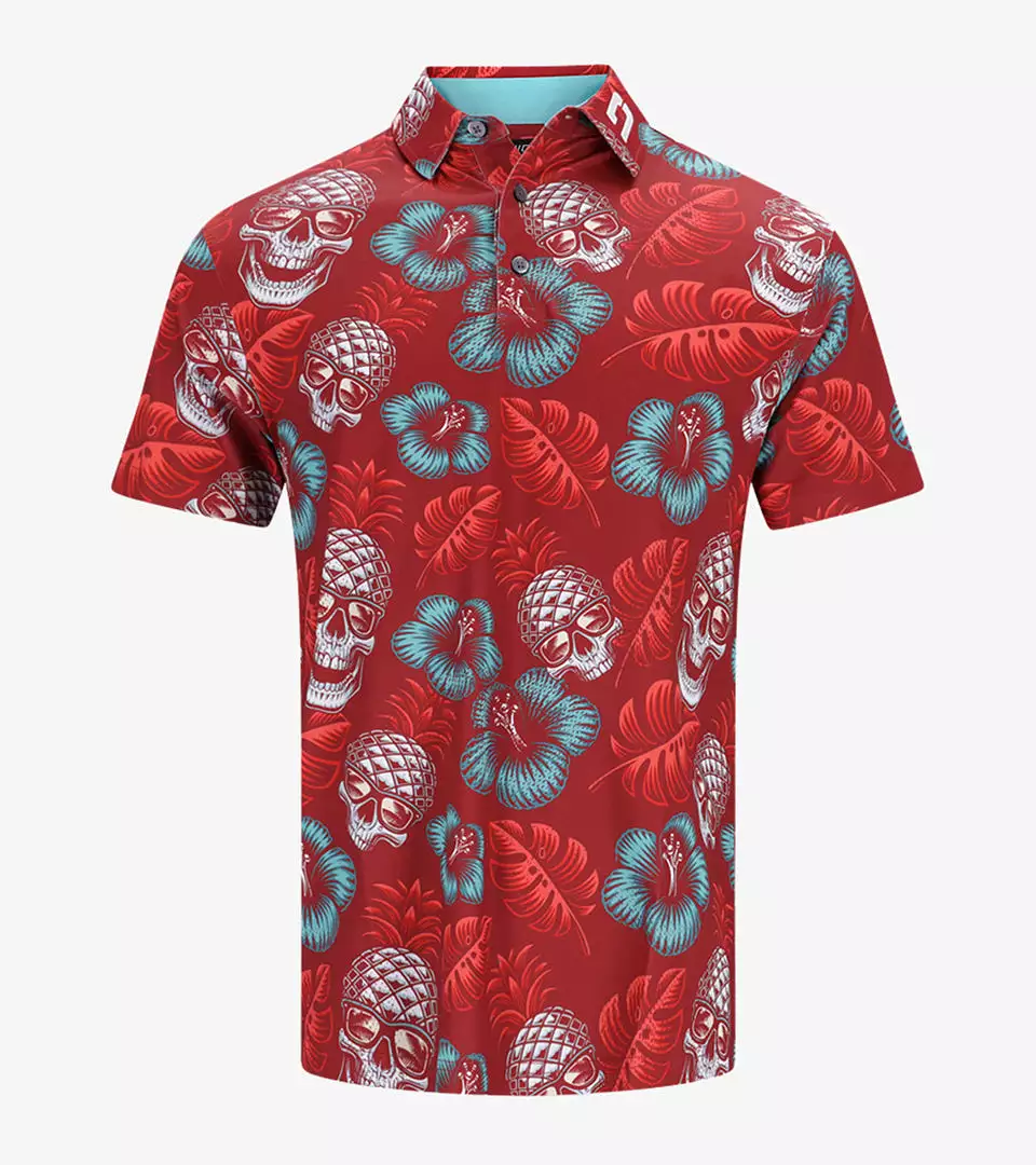 PINEAPPLE SKULLZ POLO - RED