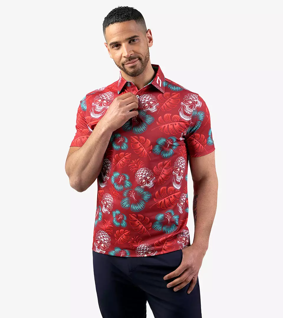 PINEAPPLE SKULLZ POLO - RED