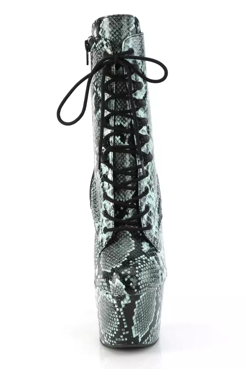 Pleaser USA Adore-1020SPWR 7inch Pleaser Boots - Mint Snake