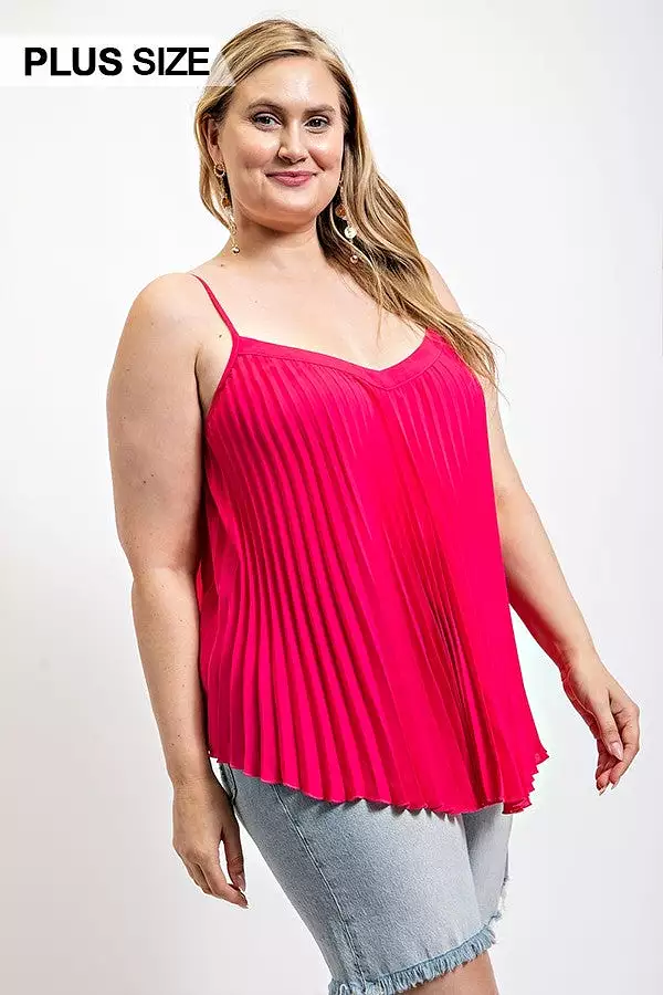 Pleated Tank Top With Adjustable Strap