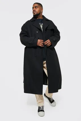 Plus Double Breasted Trench Overcoat