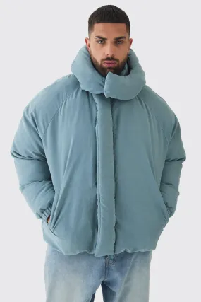 Plus Man Extreme Heavy Padded Hooded Puffer Coat In Dusty Blue