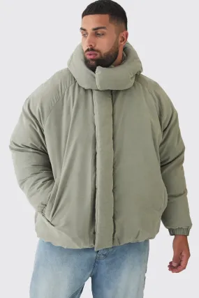 Plus Man Extreme Heavy Padded Hooded Puffer Coat In Stone