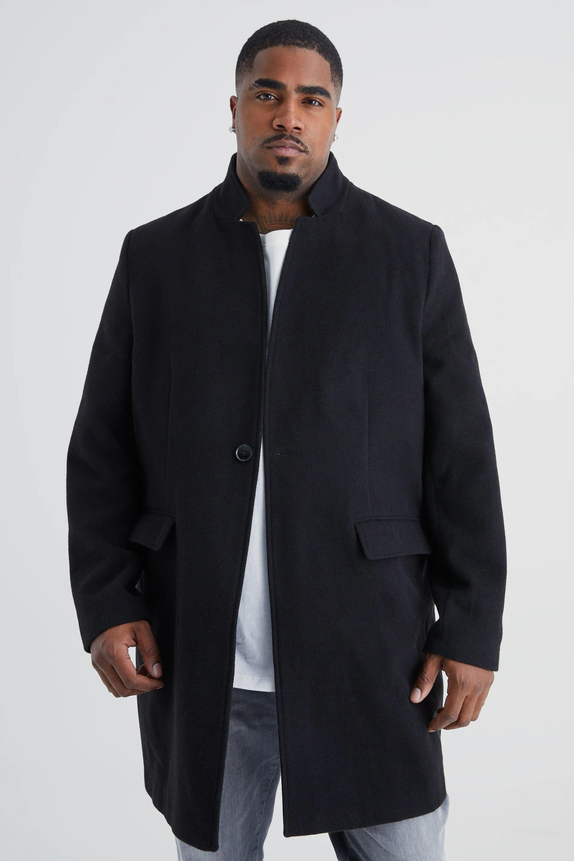 Plus Notch Collar Smart Overcoat