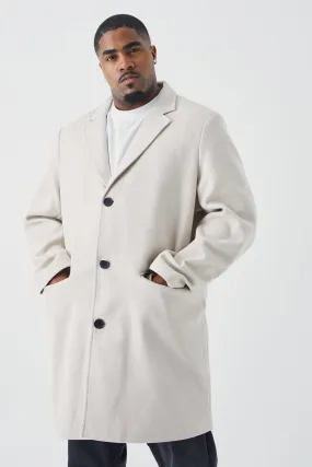 Plus Single Breasted Wool Mix Overcoat