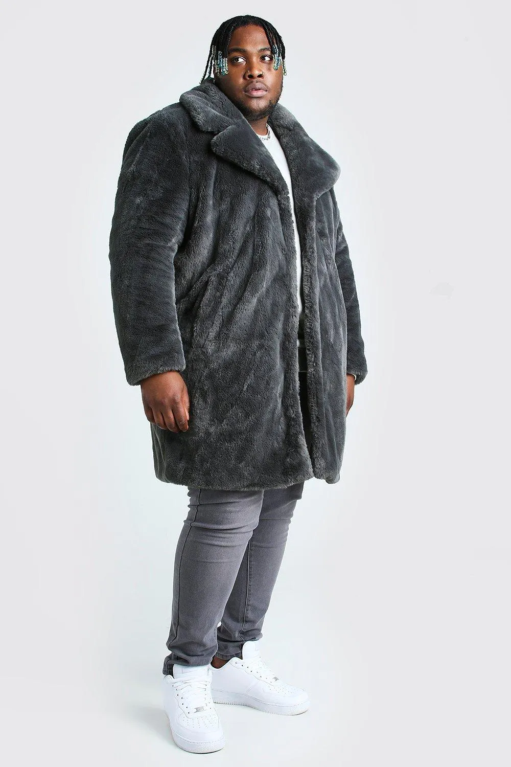 Plus Size Faux Fur Overcoat