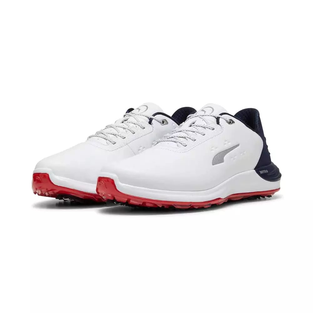 Puma Men's PHANTOMCAT NITRO Golf Shoe - Puma White/Deep Navy/For All Time Red