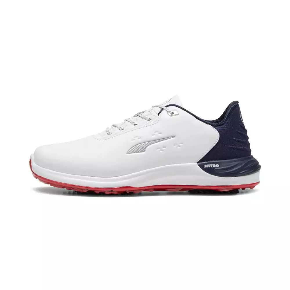 Puma Men's PHANTOMCAT NITRO Golf Shoe - Puma White/Deep Navy/For All Time Red