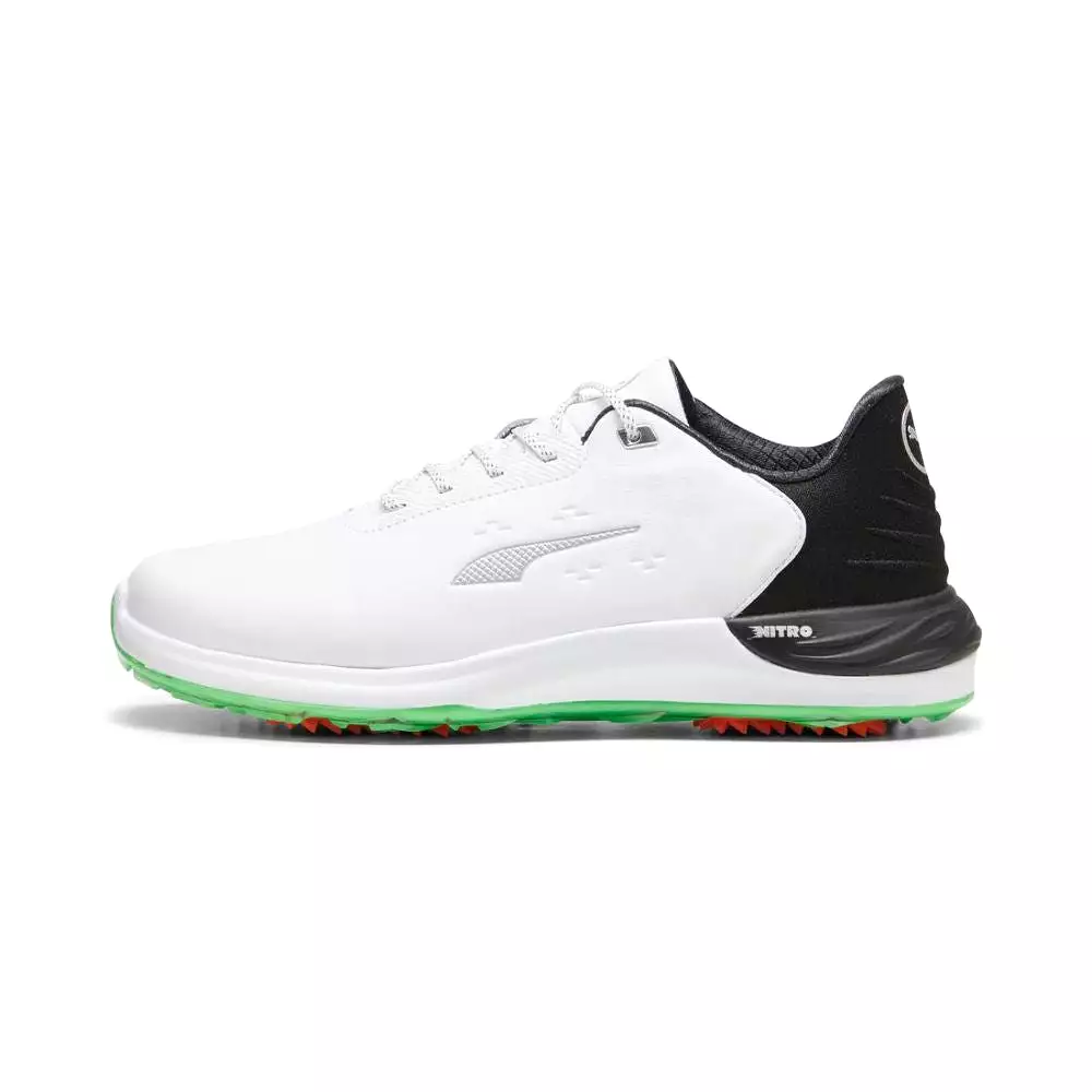 Puma Men's PHANTOMCAT NITRO Golf Shoe - Puma White/Puma Black/Fluro Green Pes