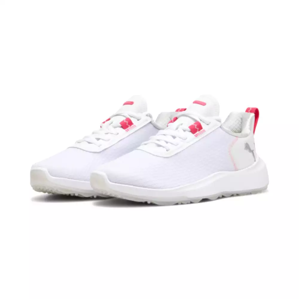 Puma Women's FUSION CRUSH SPORT Spikeless Golf Shoe - Puma White/Garnet Rose