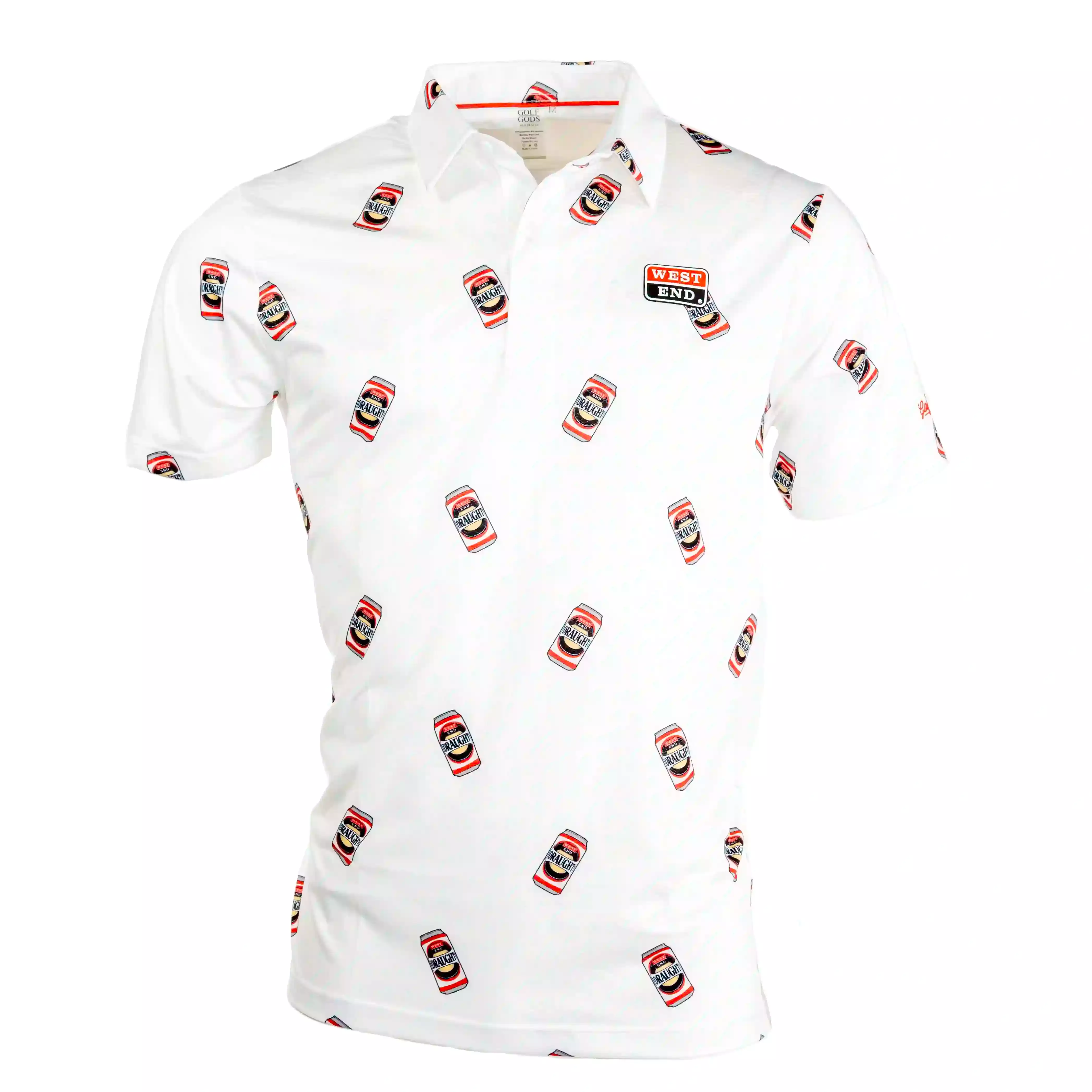 Red Tins Cool Tech Performance Golf Polo in White