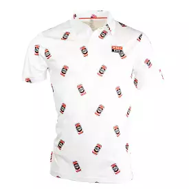 Red Tins Cool Tech Performance Golf Polo in White