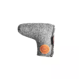 Redan putter cover in Harris Tweed  Black and White Herringbone