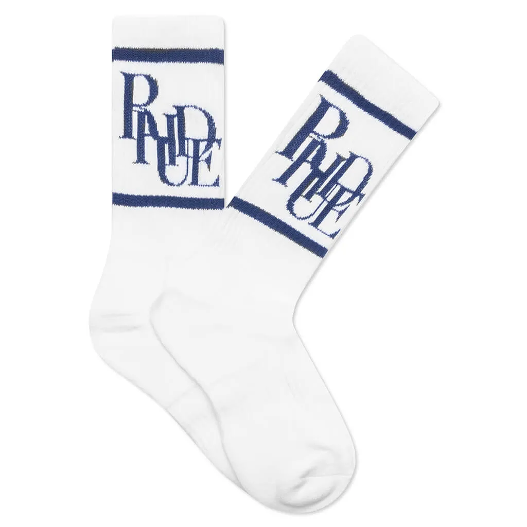 Scramble Logo Sock - White/Blue