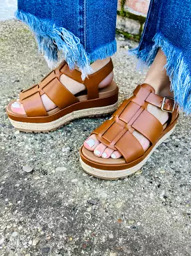 Shining Brightly Platform Sandals  Brown