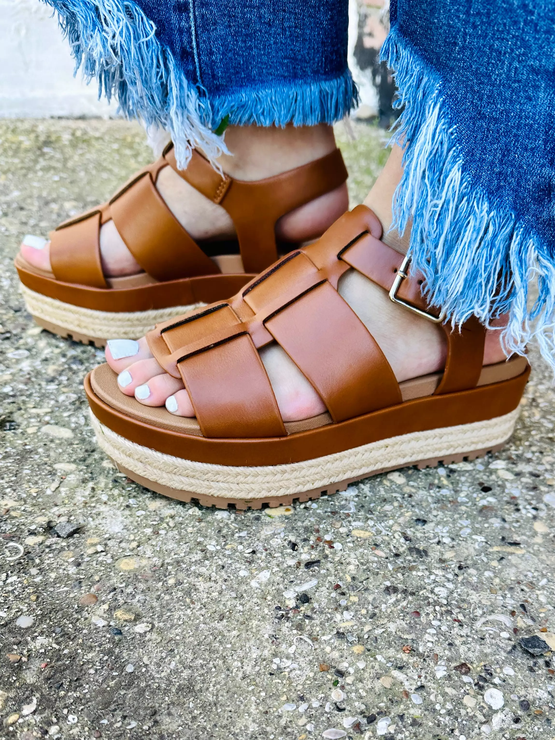 Shining Brightly Platform Sandals  Brown