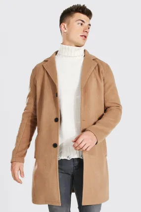 Single Breasted Wool Mix Overcoat