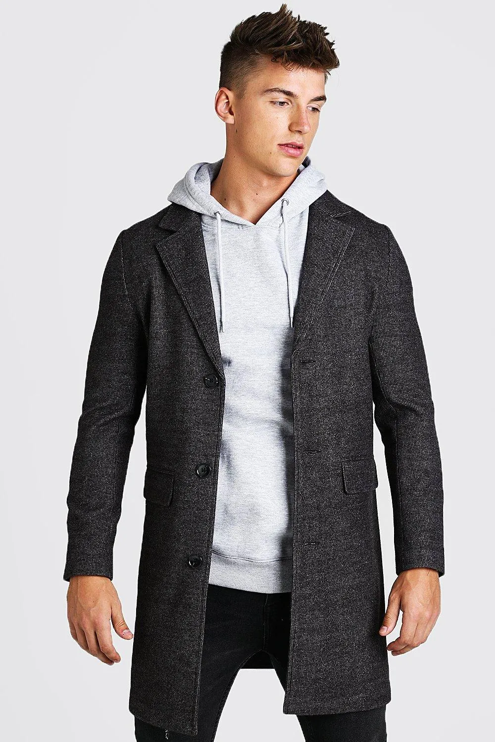 Smart Textured Stretch Overcoat