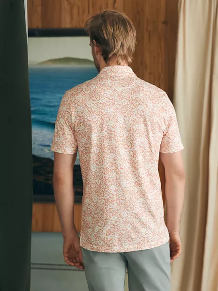 SS MOVEMENT PIQUE POLO, HILO ROSE FLORAL