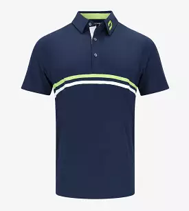 STRIPE PERFORMANCE POLO - NAVY/LIME