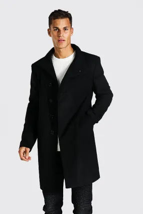 Tall Funnel Neck Wool Look Overcoat