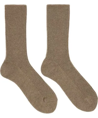 Tekla SSENSE Exclusive Brown AURALEE Edition Baby Cashmere Night Socks