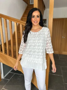 Winter White Multi Star Layered Lace Top Sarah