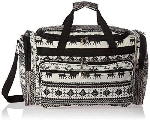 World Traveler Value Series Winter 22-Inch Carry Deer Duffel Bag, Black Trim Deer, One Size