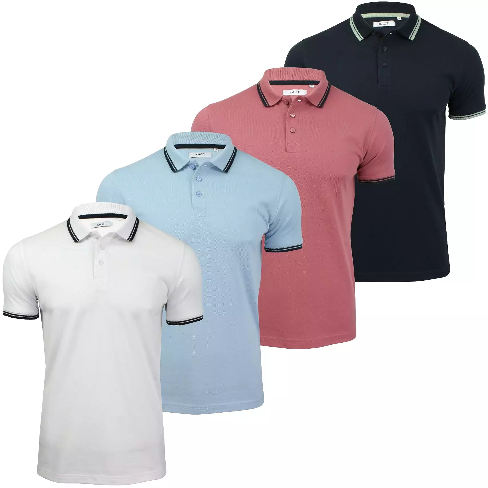 Xact Mens Beach Polo Short Sleeved  With Tipped collar